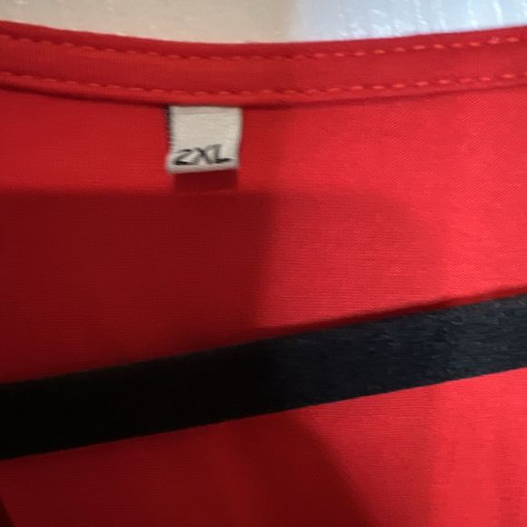 Women’s Blouse 2X Long Sleeve Boho Button Up Flowy Tunic Blouse Red Rayon - Picture 3 of 11